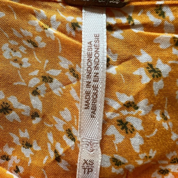 Free People marigold/yellow and floral boho flowy mini dress. - Picture 12 of 14